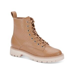 DOLCE VITA Womens Beige 1" Platform Front Heel Pull-Tab Piker Combat Boots 7.5